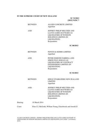 New Zealand Contractors win in Supreme Court 'claw-back' case (Allied Concrete Ors v Window Holdings Ltd Ors