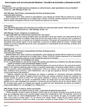 Puntos Sobresalientes Deuteronomio 14 A 18