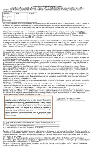 Chihuahua Durante La Etapa Del Porfiriato