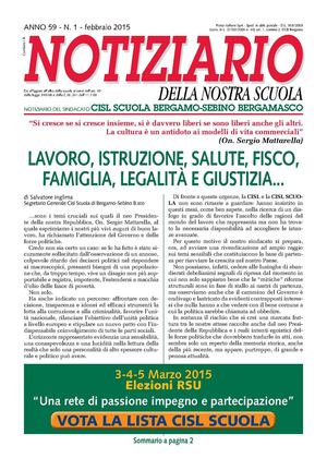 Notiziario Cisl Scuola Bergamo, Febbraio 2015