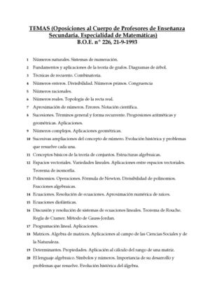 Temario Mate Opos 2012