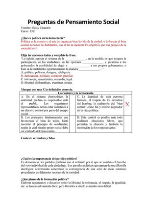 Preguntas De Pensamiento Social