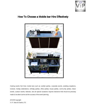 How To Choose A Mobile Bar Hire Effectively