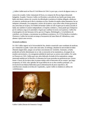 Galileo Galilei Nació En Pisa El 15 De Febrero De 1564