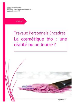 Dossier Tpe Cosmetique Bio