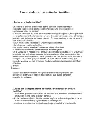 Cómo Elaborar Un Artículo Científico