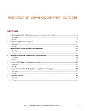 Transition et développement durable