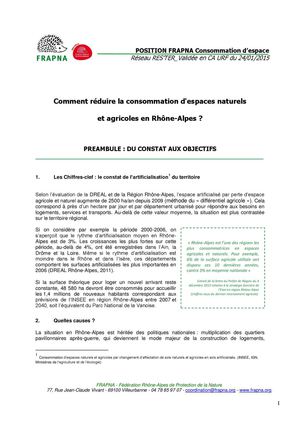 Position FRAPNA Consommation d"spaces 27 01 2015