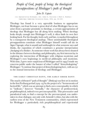 John D. Caputo - People of God, people of being: the theological presuppositions of Heidegger’s path of thought