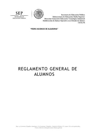 Reglamento Escolar CETIS No. 94 2015