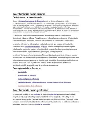La Enfermería Como Ciencia