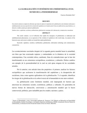 La Globalizacion un fenómeno multimensional en el mundo de la posmodernidad.