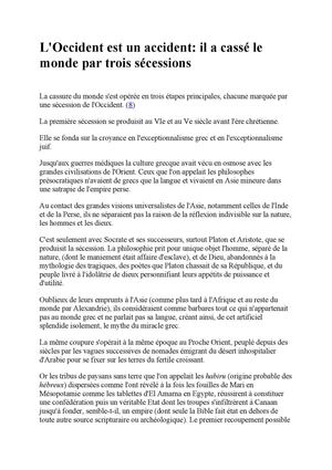 L'Occident est un accident. Extrait de L'avenir mode d'emploi, par R. Garaudy