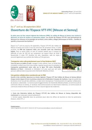 Communiqué - Ouverture de l'Espace VTT-FFC