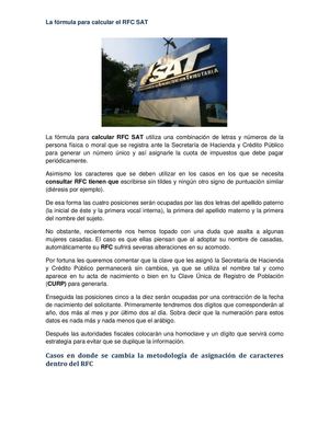 La Fórmula Para Calcular Rfc Sat