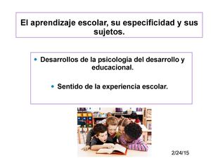 El Aprendizaje Escolar Su Especificidad Y Sus Sujetos