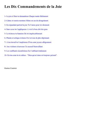 Les Dix Commandements De La Joie