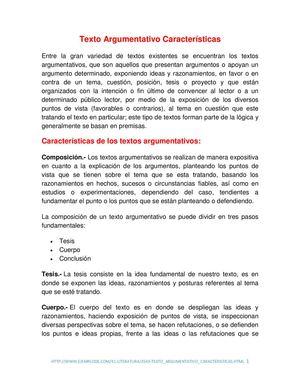 Texto Argumentativo Caracterã Sticas
