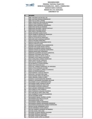 Listado de personal temporal a cancelar en el mes de febrero 2015
