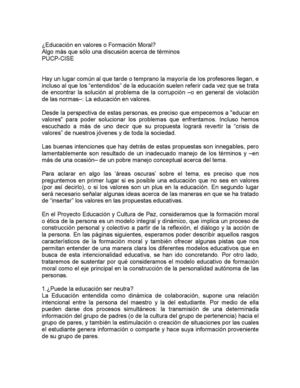 ¿Educación En Valores O Formación Moral