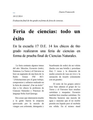 Crónica De La Feria De Ciencias