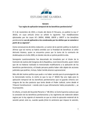 Las Reglas De Aplicación Temporal De Los Beneficios Penitenciarios