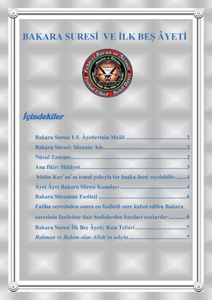 BAKARA SURESİ VE İLK BEŞ ÂYET KAVRAMI