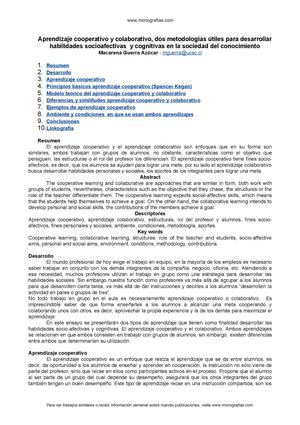 Aprendizaje Colaborativo Y Cooperativo