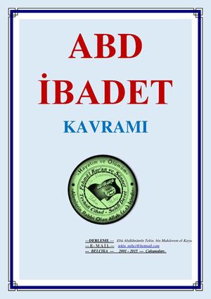 Abd İBadet Kavrami