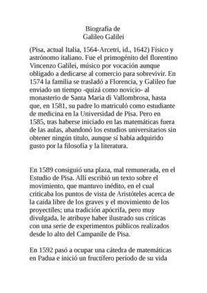 Biografia De Galileo Galilei