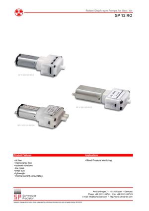 Rotary Diaphragm Pumps for Gas / Air. Schwarzer Precision Miniture Gas Pumps and Air Pumps