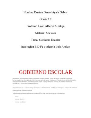 Elaborar Una Cartelera Sobre El Gobierno Escolar Danii Ayala