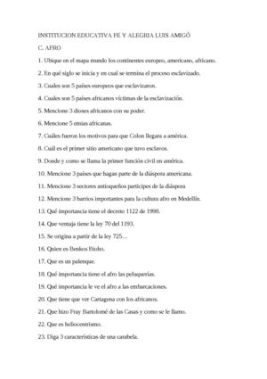 Afrocolombianidad Preguntas