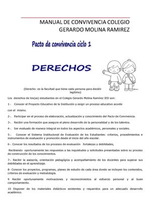 Manual De Convivencia Colegio Gerardo Molina Ramirez