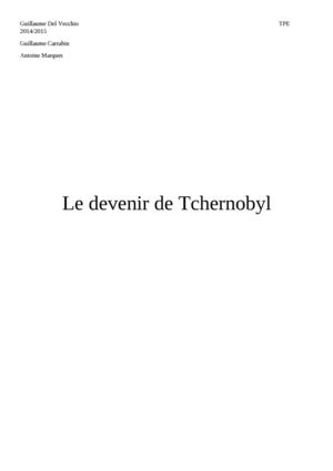 Le Devenir De Tchernobyl Texte