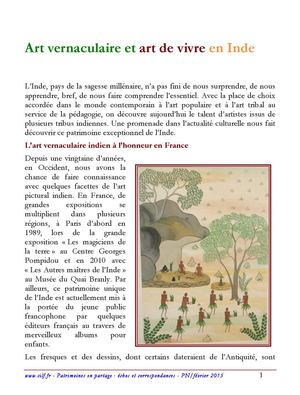 Art vernaculaire et art de vivre en Inde