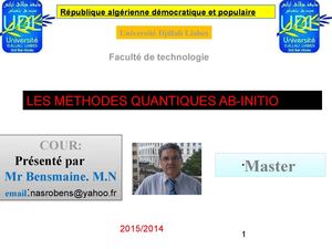 Les Methodes Quantiques Ab Initio
