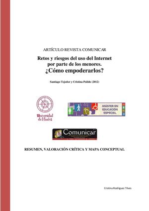 Resumen,mapa Conceptual Y Valoración Crítica