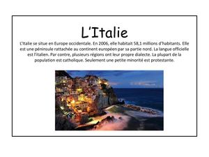Bref résumé de l'Italie