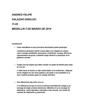 cuestionario de gobierno escolar