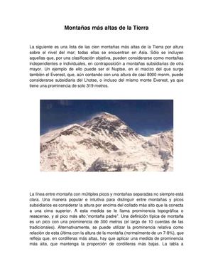 Montañas Más Altas De La Tierra