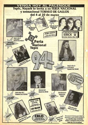 Cartelera de la Feria Nacional Tepic 1994