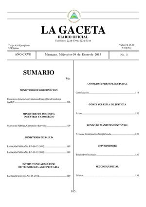 Gaceta 3 2013 Miércoles 9  De Enero