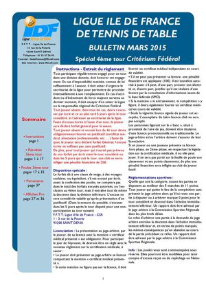 BULLETIN MARS 2015 4EME TOUR CRITERIUM FEDERAL