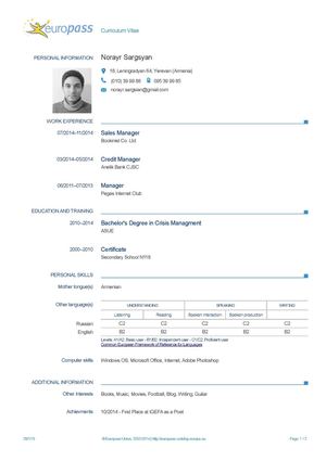 Norayr Sargsyan Cv