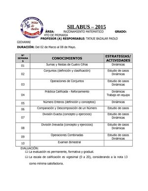 SILABUS RM 4TO PRIM ¨Paolo