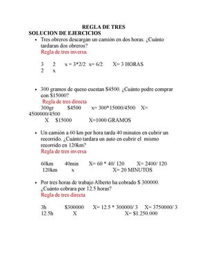 Ejercicios De Regla De Tres
