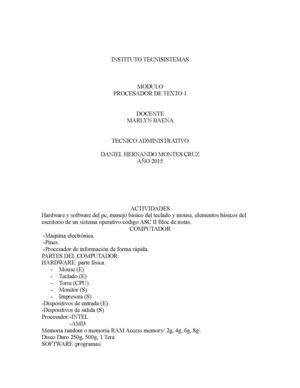 Instituto Tecnisistemas Procesador De Texto Actividad 1