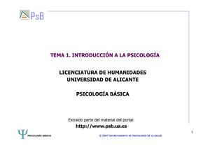 Tema 1 Introduccion A La Psicología