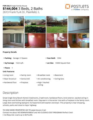 2613 Frank Turk Dr, Plainfield, Il For Sale Powered By Postlets